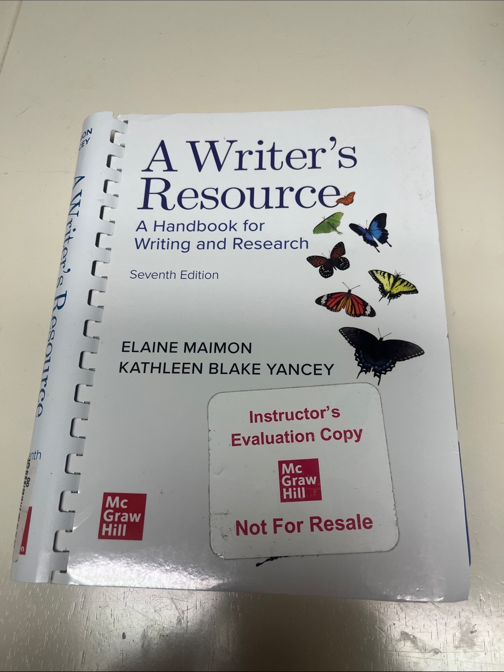 A Writer’s Resource seventh edition instructors evaluation copy